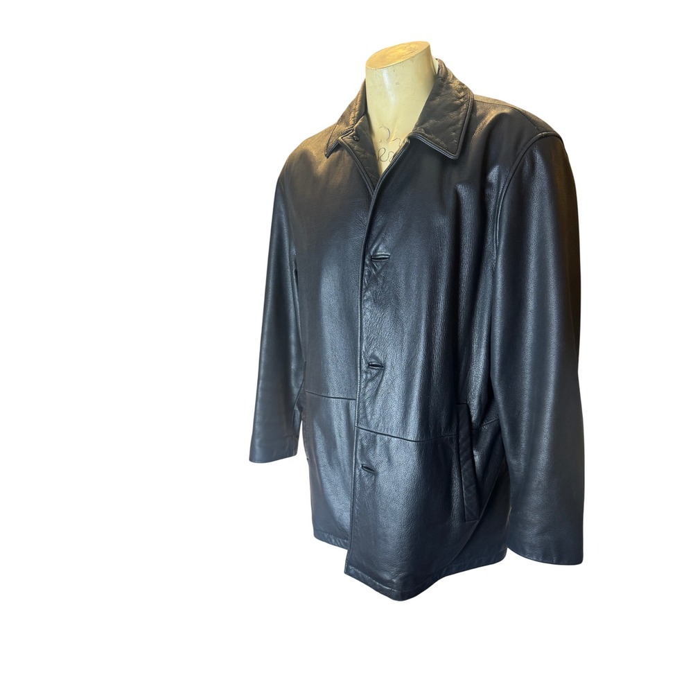 VTG Brooks Brothers Men's L Black Genuine Leather Car Coat Quiet Luxury Classic